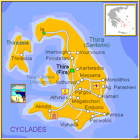 santorini mapa Santorini Map Geographic City | Greece Map Provincial City santorini mapa