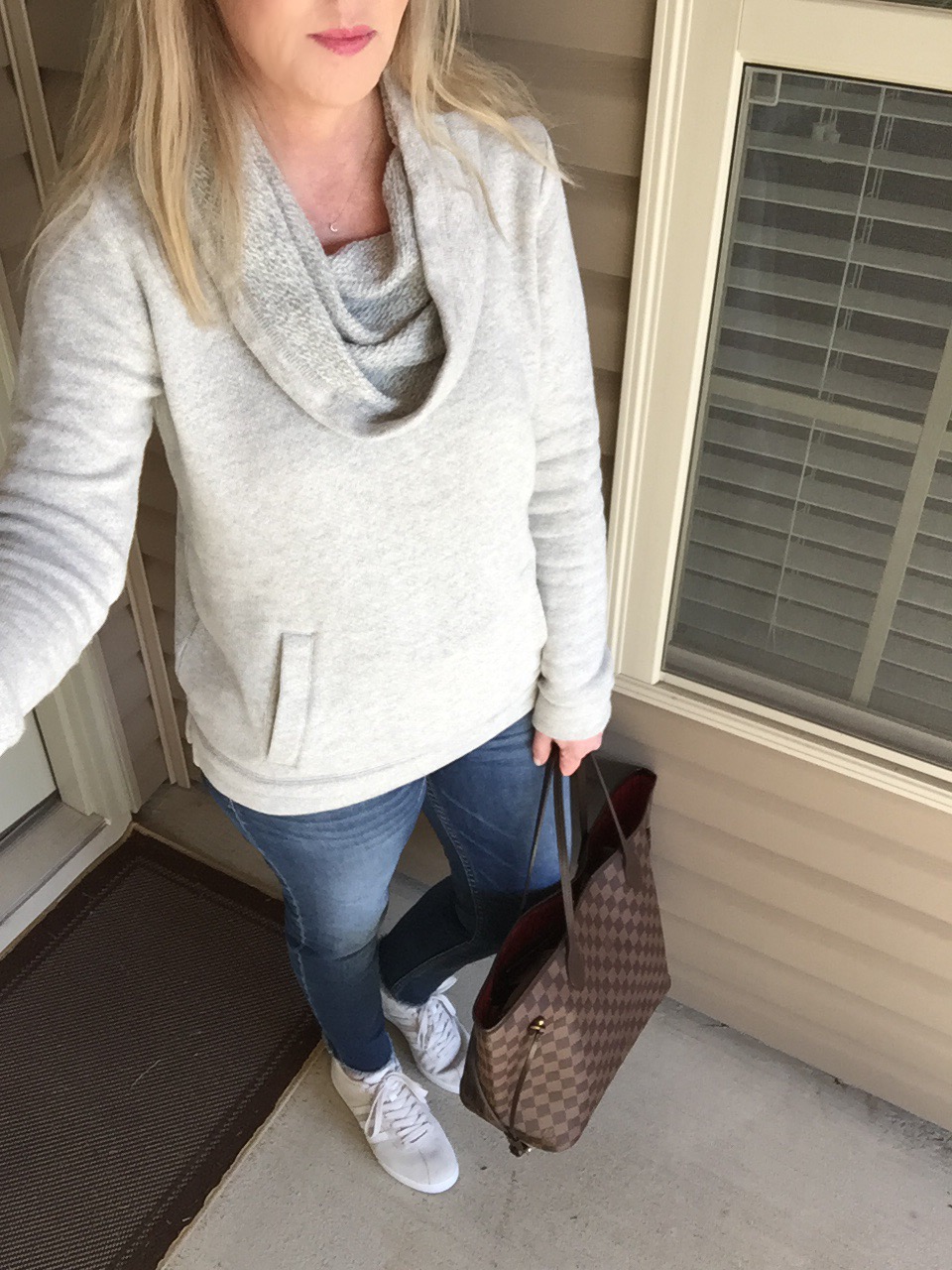 shawl neck sweatshirt