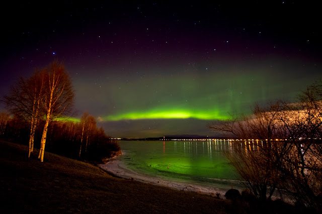 Aurora boreale dal parco dell'Arktikum museum-Rovaniemi