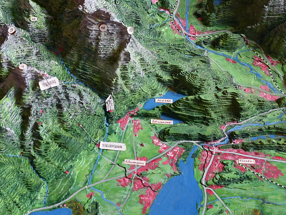 Map of Area near Neuschwanstein Castle and Tegelbergbahn Cable Car
