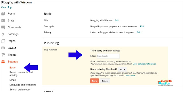 where to go in blogger to change your domain name blogging with wisdom