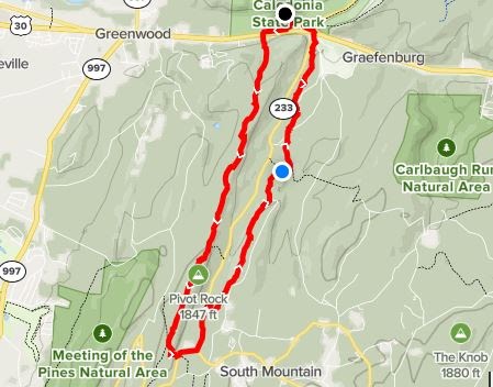 Caledonia State Park Map Natural Mid-Atlantic : Pa Appalachian Trail Hikes: #4 - At/Old At Loop From Caledonia  State Park