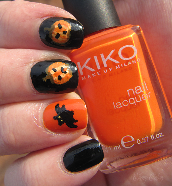 Halloween Pumpkin Nail Art - Cherry Colors - Cosmetics Heaven!