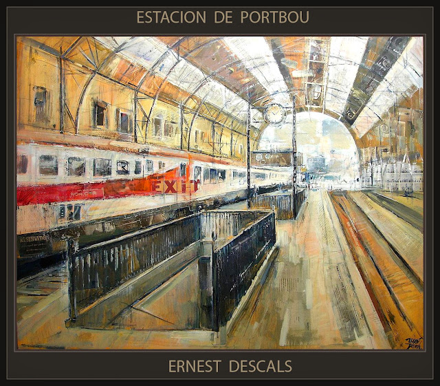 PORTBOU-PINTURA-ESTACION-FERROCARRIL-GIRONA-CUADROS-PAISAJES-ESTACIONES-ARTISTA-PINTOR-ERNEST DESCALS