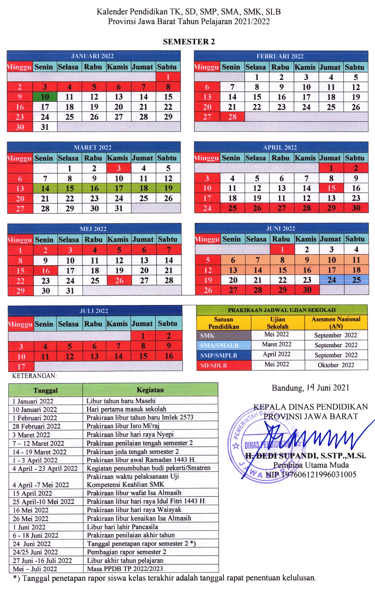 Kalender Pendidikan Tahun Pelajaran 2022 2023 Jawa Barat