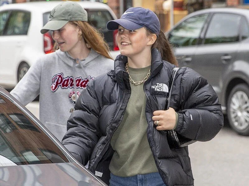 Danish Princess Isabella wore a black nuptse cropped down jacket from The North Face