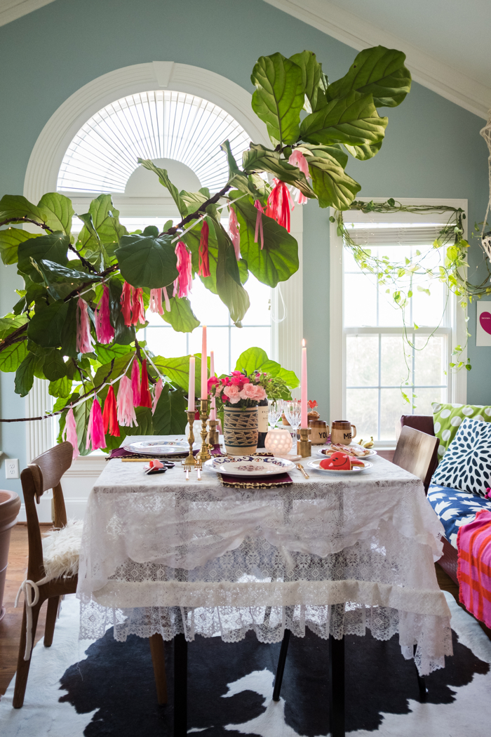 A Stylish and Romantic Valentine's Day Dinner At Home Using Mostly Thrifted Pieces