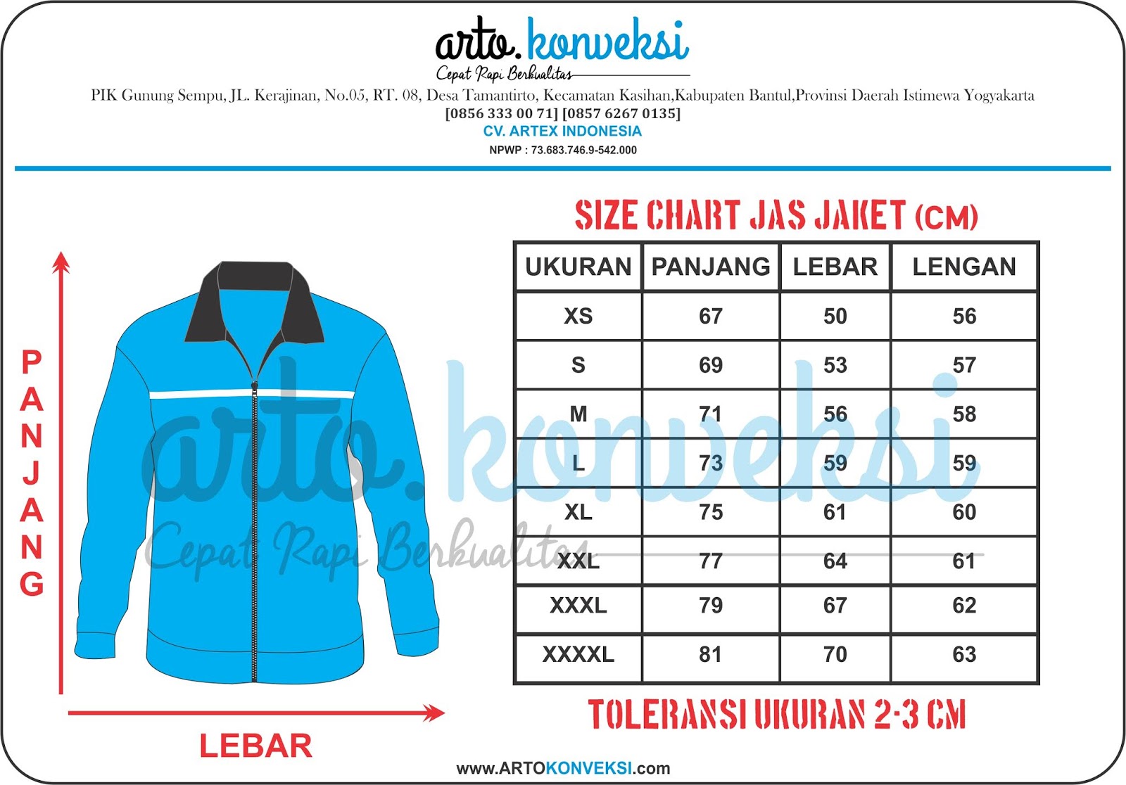ukuran sweatshirt