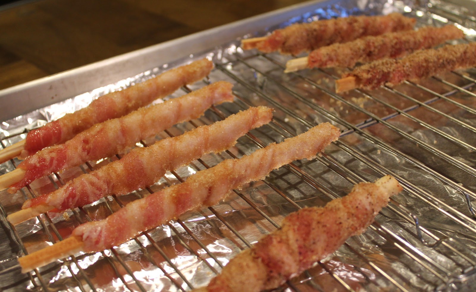 Sweet and Spicy Bacon Wrapped Breadsticks