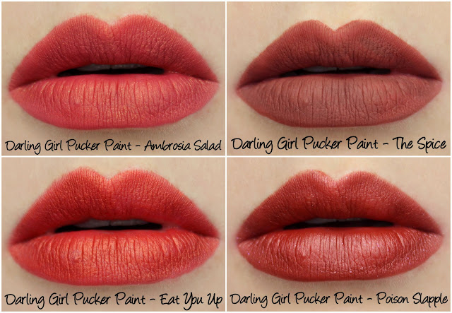 Darling Girl Pucker Paints - Ambrosia Salad, The Spice, Eat You Up and Poison Slapple Swatches & Review