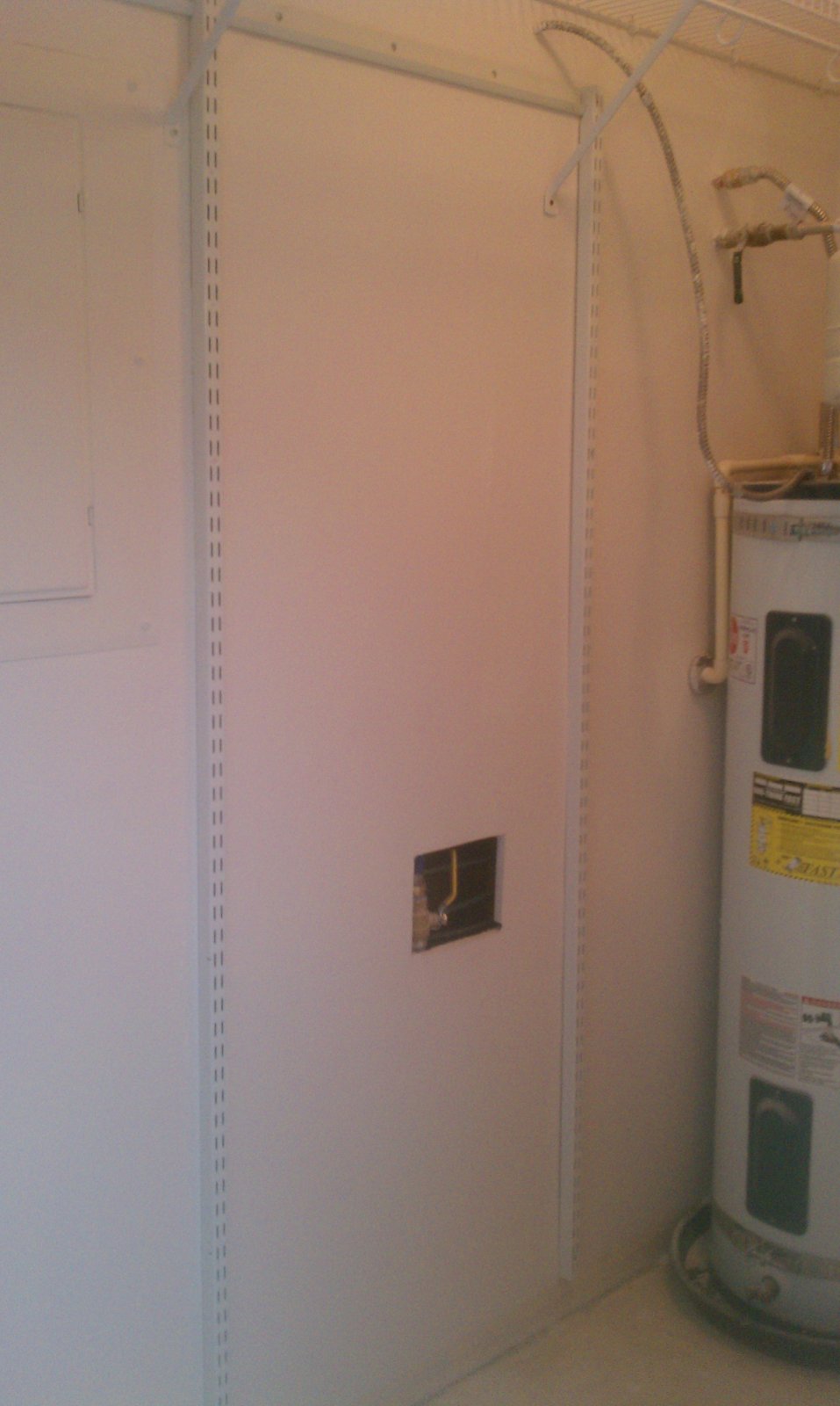 Stella Remodel Laundry room wall back togethor for shelves again but