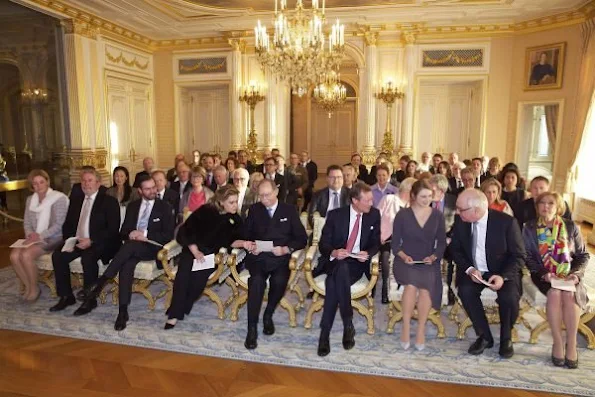 Grand Duke Henri and Grand Duchess Maria Teresa of Luxembourg, former Grand Duke Jean, Hereditary Grand Duke Guillaume and his wife Duchess Stéphanie of Luxembourg