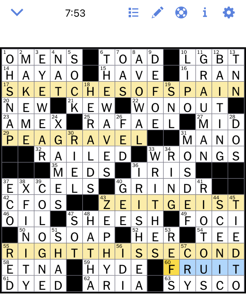 The New York Times Crossword Puzzle Solved Wednesday's New York Times