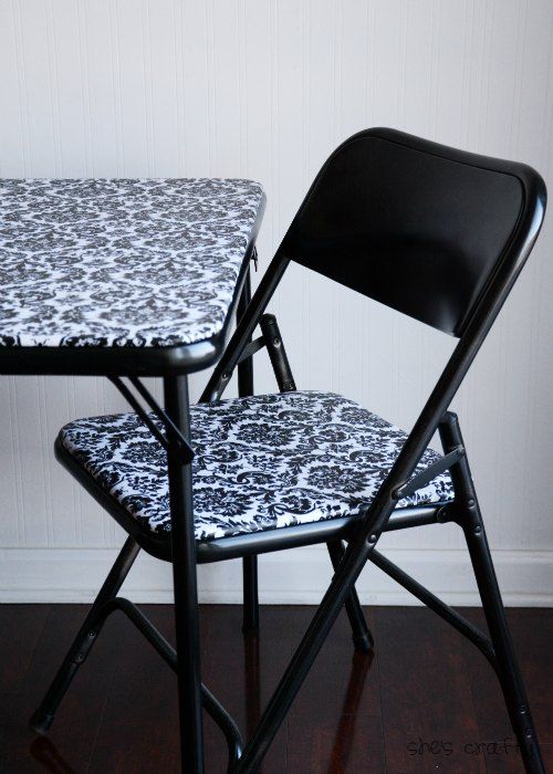 How to give an old card table, folding table a makeover with paint and fabric