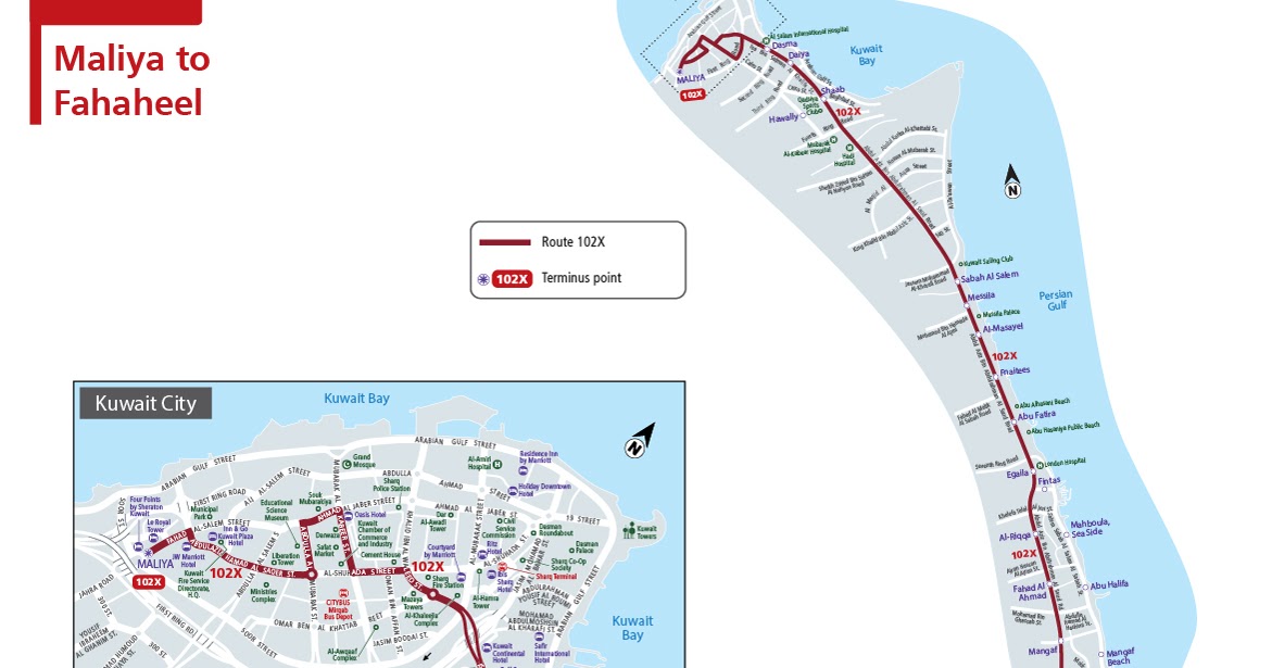 Kuwait City Bus Route 102X (Maliya to Fahaheel) Kuwait City Bus Route