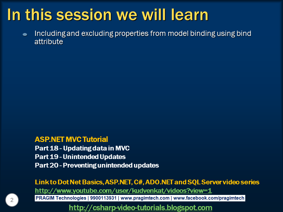 Sql server, and c video tutorial Part 21 Including and excluding properties from model