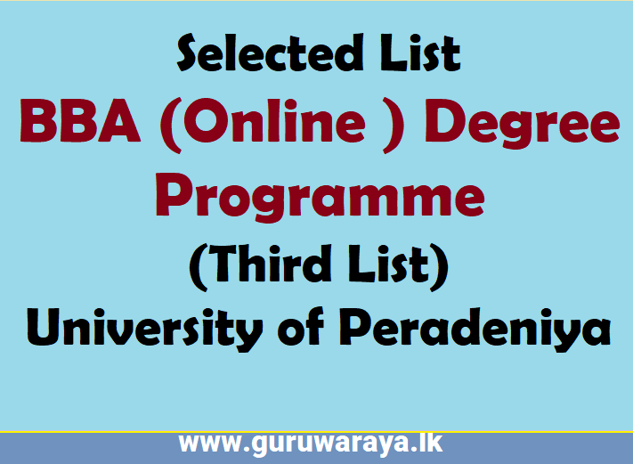 Selected List : BBA (Online ) Degree Programme (Third List)