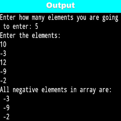 C Program to Print all Negative Elements in Array