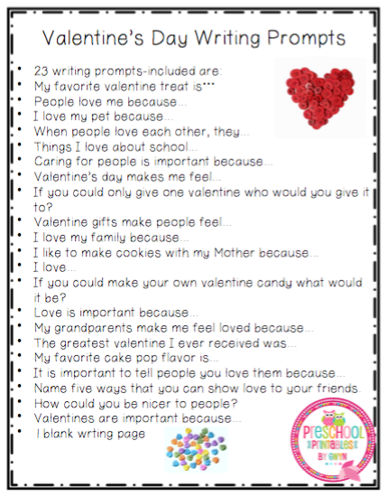 Valentine Writing Prompts 23 Cards 4th 6th Grade Preschool Printables Valentine Writing Prompts 23 Cards 4th 6th Grade Preschool Printables
