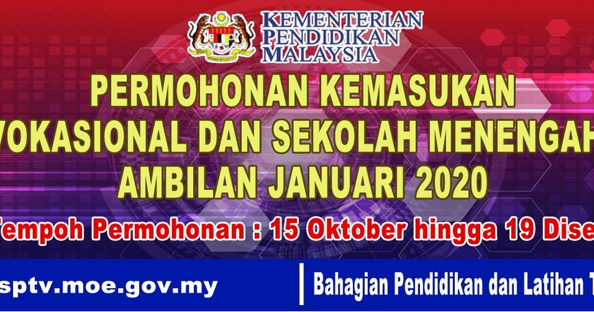 Permohonan Kemasukan Kolej Vokasional Smt Ambilan Januari 2020