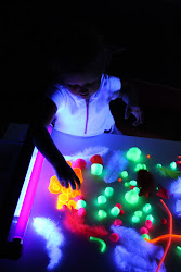 glow dark neon glowing pom poms things crafts blacklight dollar clear paint glue activities children party table pipe sand play