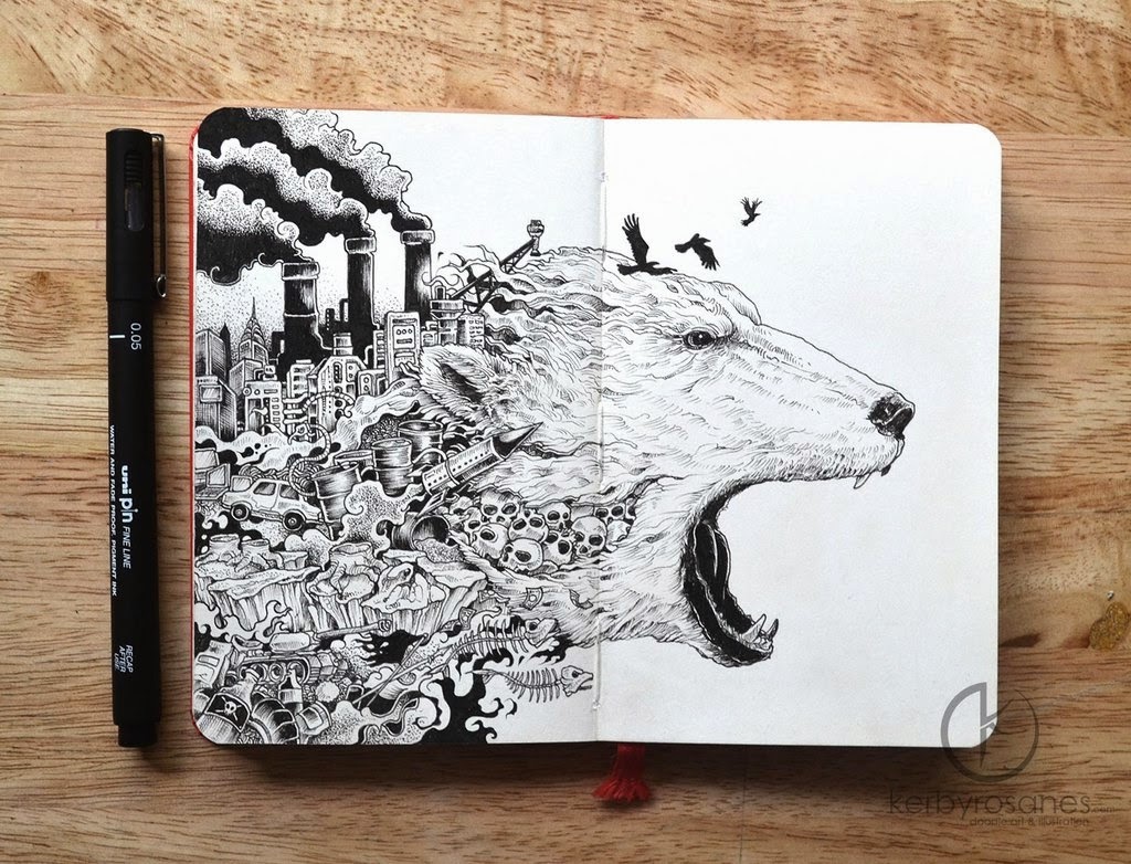 Detailed Moleskine Doodles Illustrations and Drawings