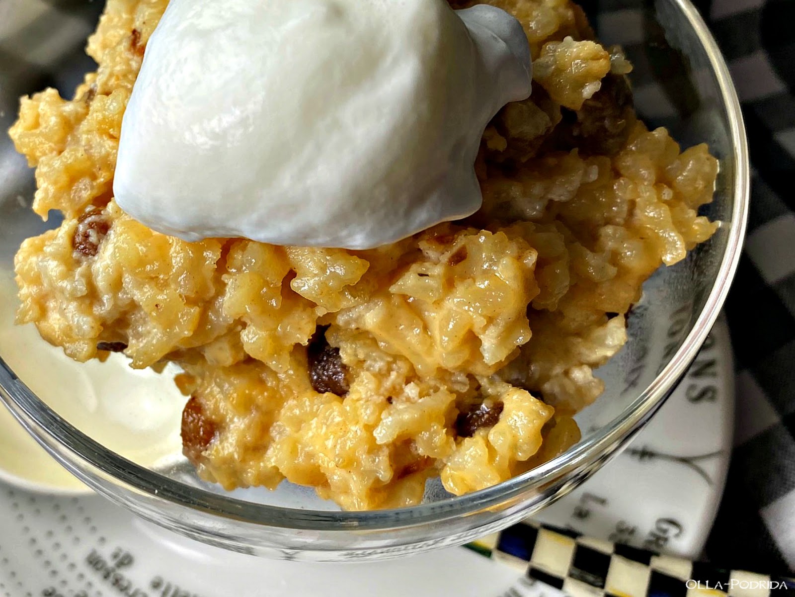 OllaPodrida Easy Baked Rum Raisin Rice Pudding