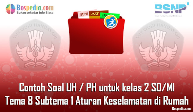 Contoh Soal UH / PH untuk kelas 2 SD/MI Tema 8 Subtema 1 Aturan Keselamatan di Rumah