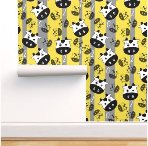 Jumbo Bouncing Ox Spoonflower wallpaper by eSheep Designs