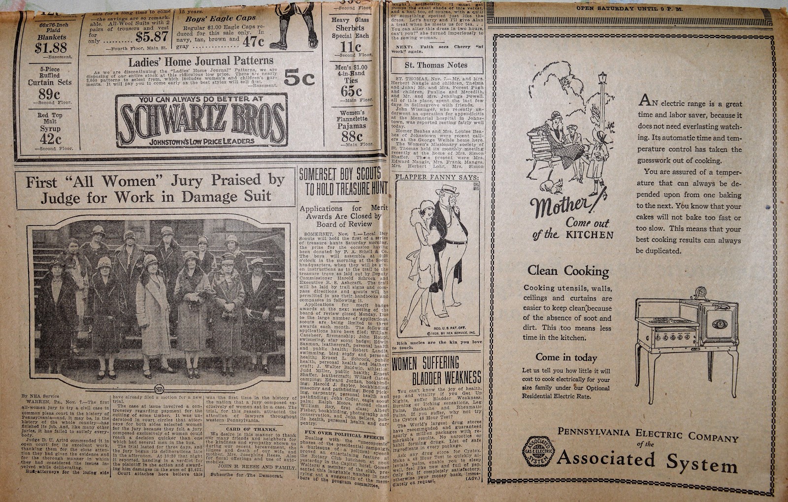 Old Johnstown Newspapers November 8, 1928 The Johnstown Democrat