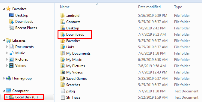 Folder Penyimpanan Default Download