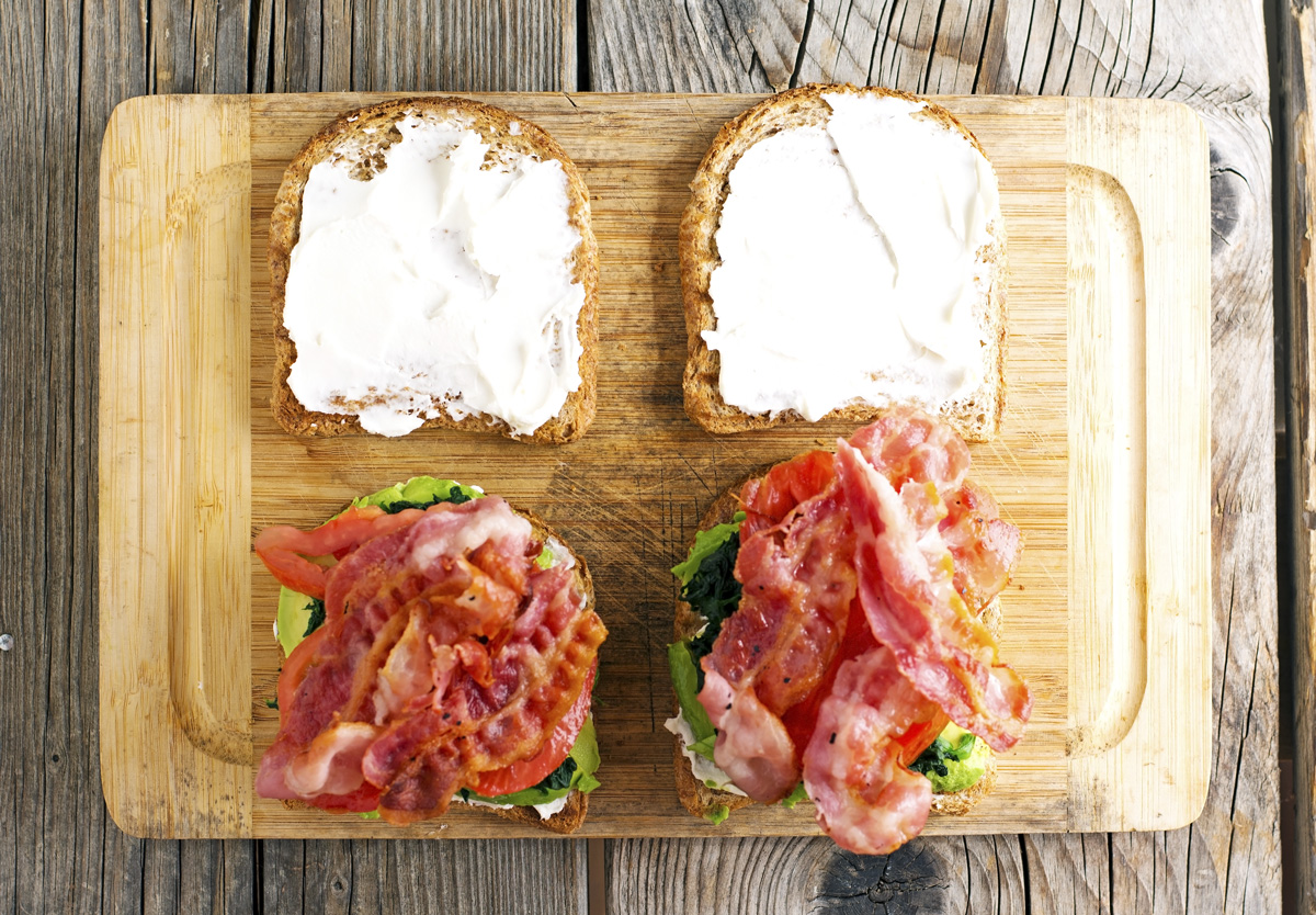 The Iron You Bacon, Spinach, Avocado and Tomato Sandwich with Goat Cheese