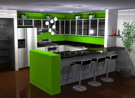 Desain Dapur Minimalis Cantik Berwarna Hijau