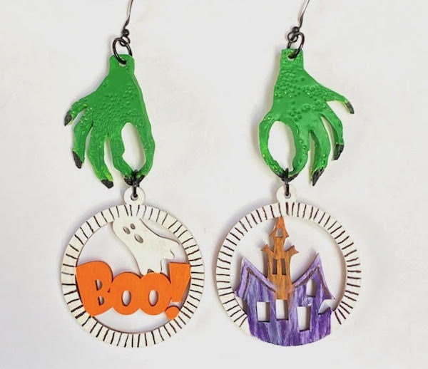 Polymer Clay Wood Earrings Statement Earrings