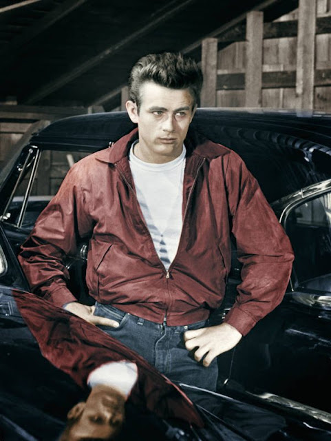 James Dean i hvit t skjorte og jeans som før var forbeholdt gruvearbeidere