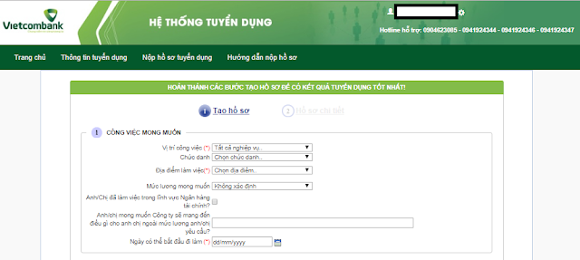 Hướng Dẫn Nộp Hồ Sơ Online Vietcombank