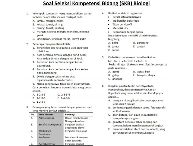 Materi Soal SKB Guru Biologi SMA CPNS 2020 (Seleksi Kompetensi Bidang)