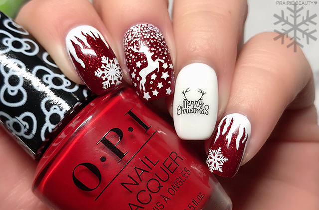 12 NAILS OF CHRISTMAS: Red & White Merry Christmas Nails - Prairie Beauty