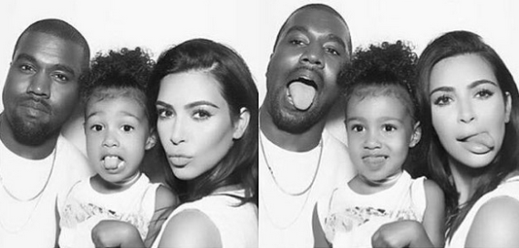 North West joins her parents to make faces in new photos