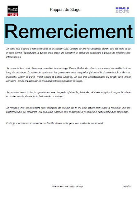 remerciement rapport de stage