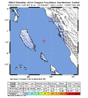 Gempa 68 km Tenggara Pulau Siberut