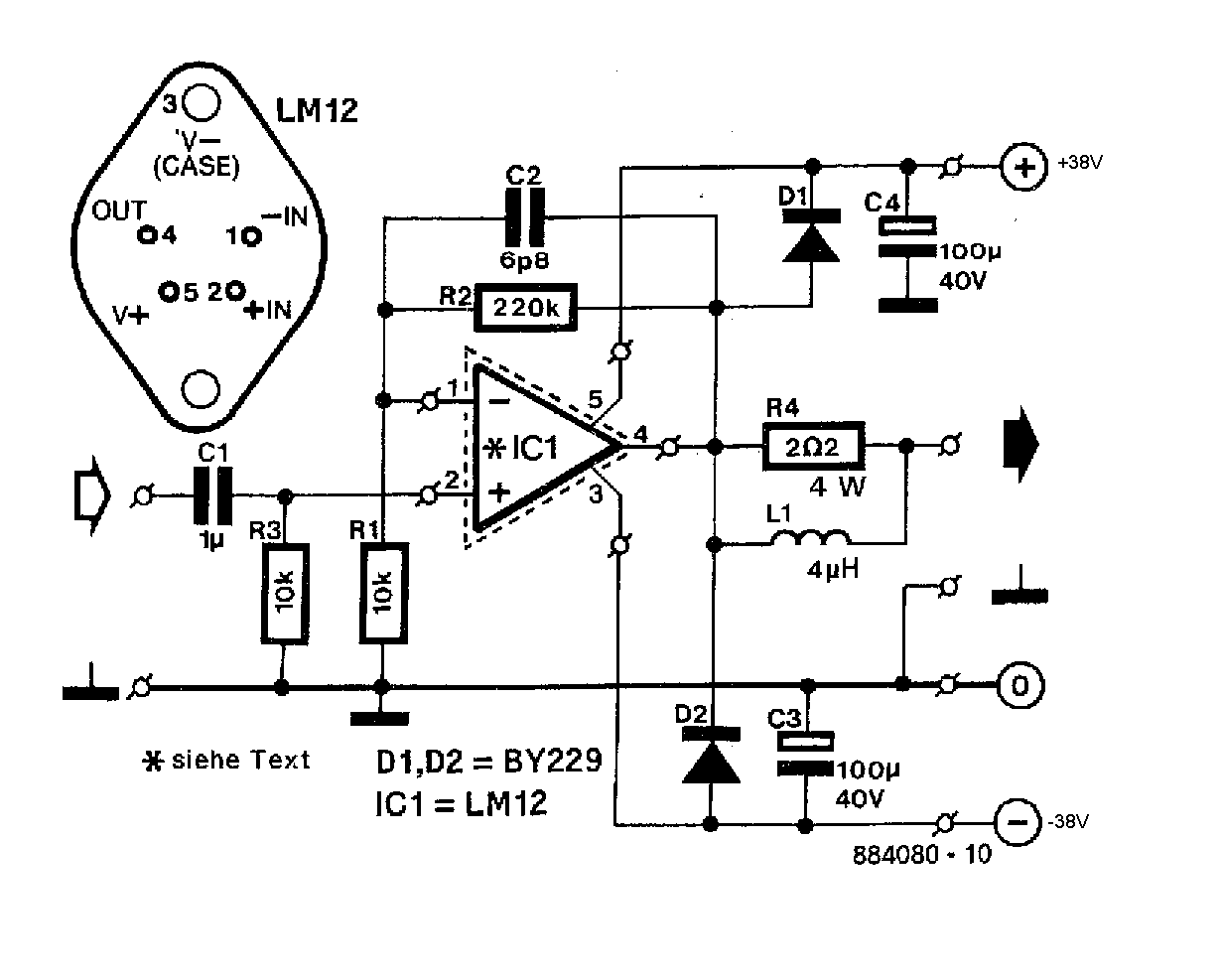120W amplifier with LM12 - Electronic Circuit