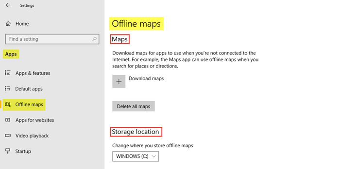 Configuración de la aplicación en Windows 10