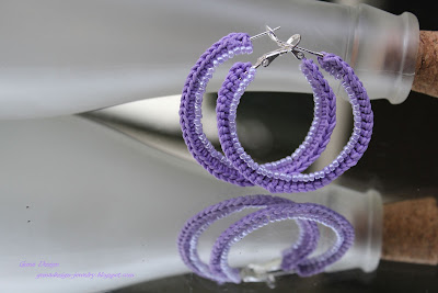 gunadesign crochet with seed beads Hoop earrings Romance of Lilac