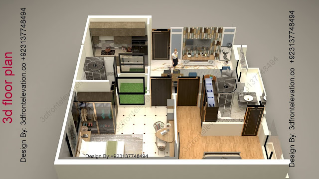 3d Architecture Floor Plan Layout interiors rendering with 3d Furniture Setting for Better Presentation