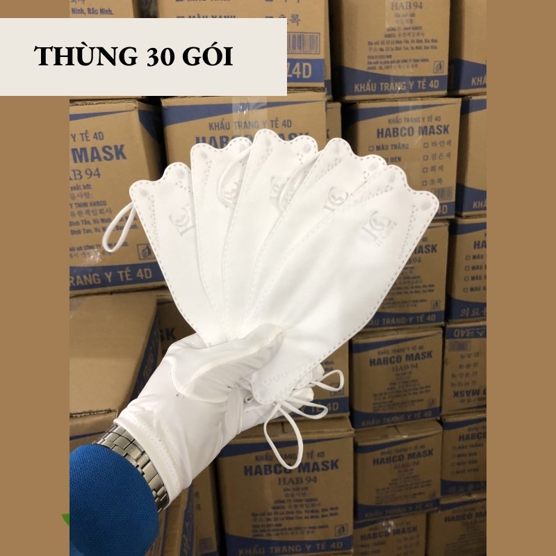 Habco Mask 01 thùng 30 gói khẩu trang 4D KF94 người lớn 10 chiếc/gói 6 b tctshop vn