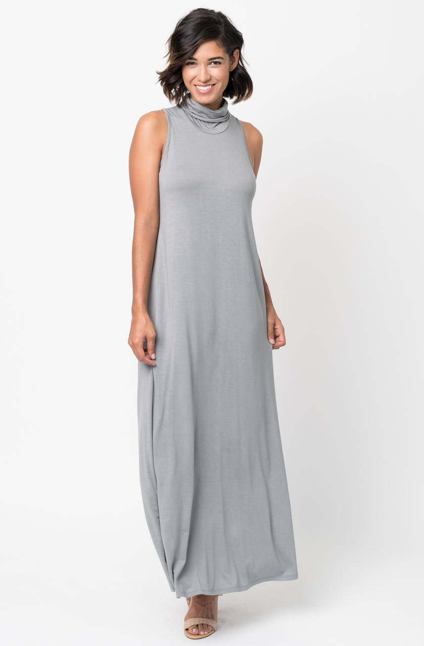 Shop for Sleeveless Turtleneck Collar Mock Neck Maxi dress online on
