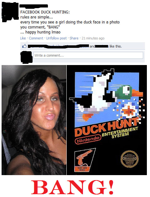 Facebook Duck Hunting - BANG! - Funny Facebook Status