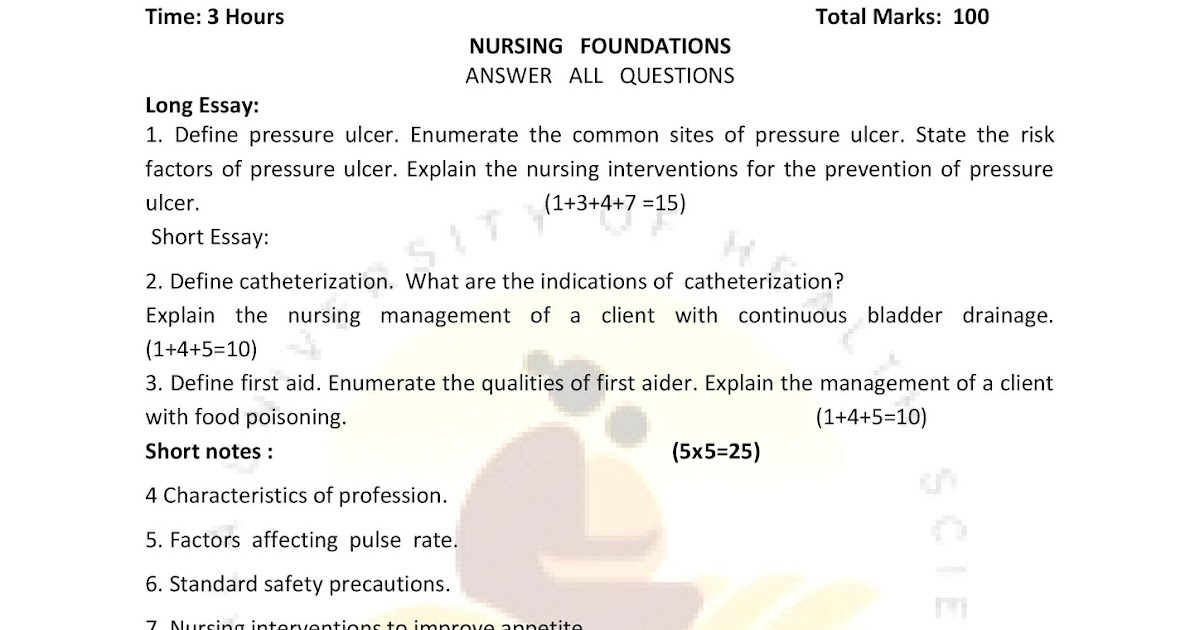 KUHS PREVIOUS QUESTION PAPER NURSING FOUNDATION