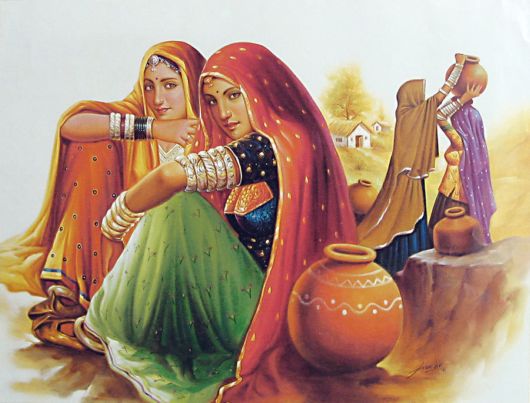 Rajasthani Girls Art Paintings 17